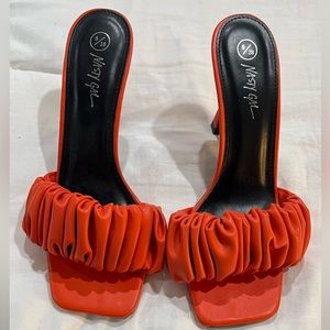 NASTY GAL faux leather ruched mule